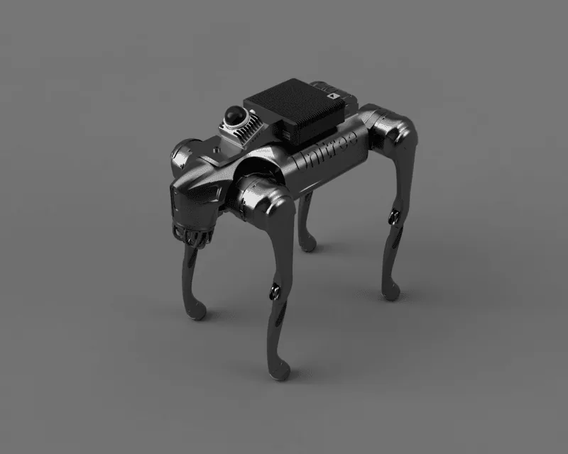 Render of our development & validation setup: Unitree GO2 with Livox Mid-360 LiDAR and NVIDIA compute module