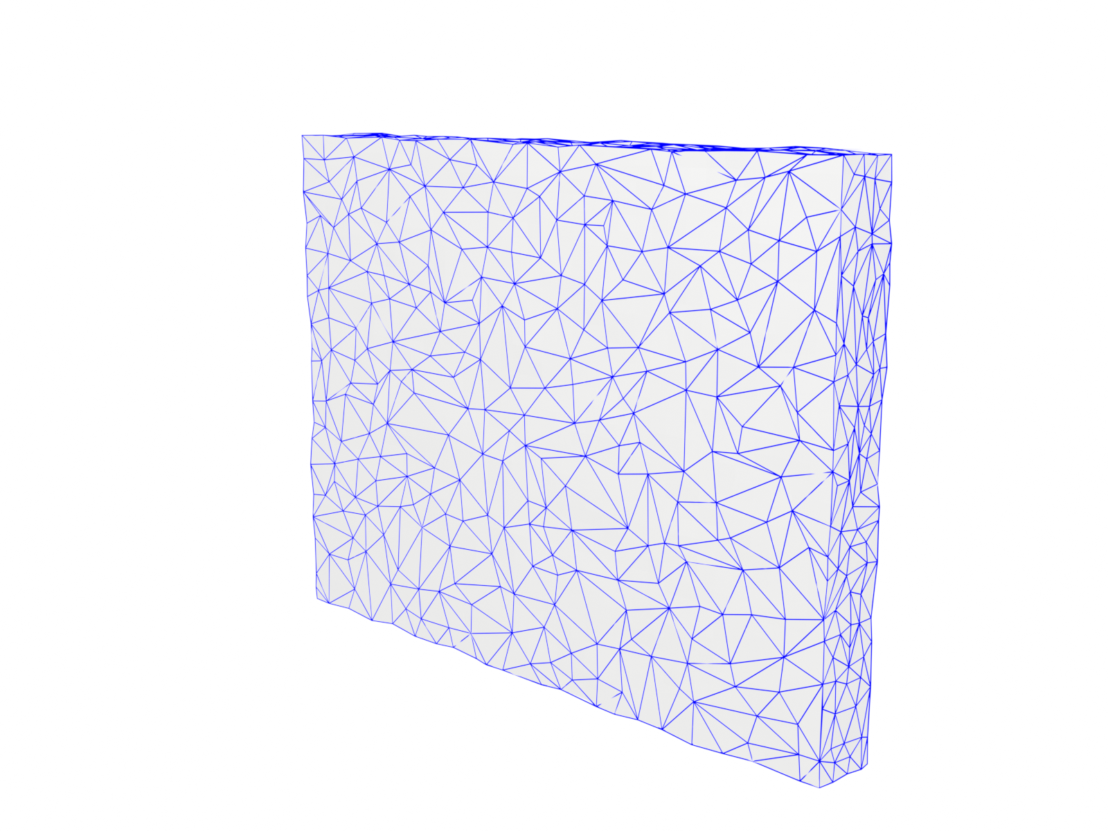A scanned wall rendered as a dense mesh of thousands of connected triangles, with no editable wall object.
