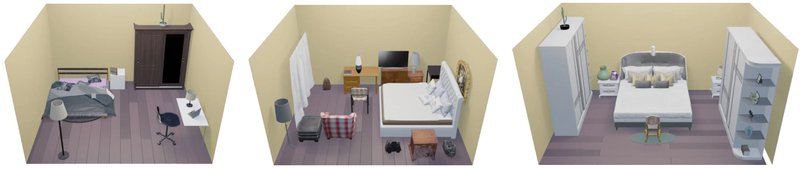 Example showcasing how various asset libraries can be used to construct scenes (source: SceneWeaver)
