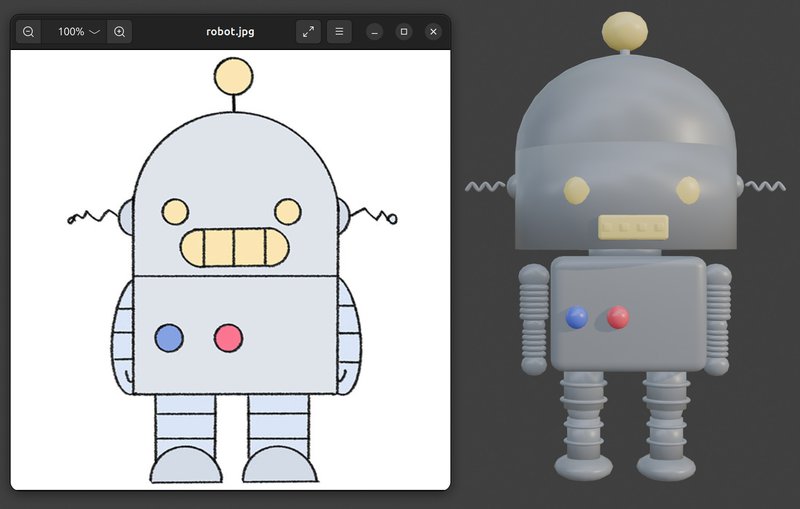 Image-based generation using DD3M, showcasing the resembles of the 3D model and the reference picture