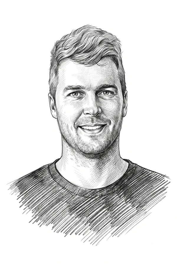 Illustrated portrait of Axel Vlaminck