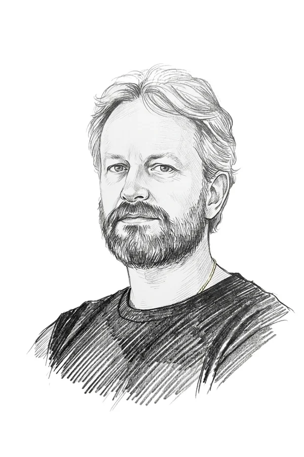 Illustrated portrait of Bernard Grymonpon