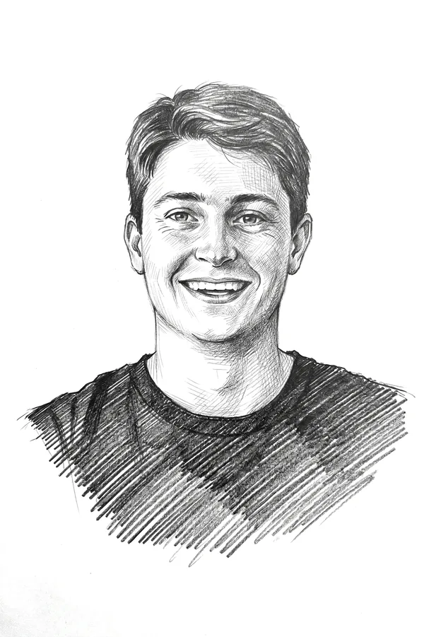 Illustrated portrait of Victor Mylle